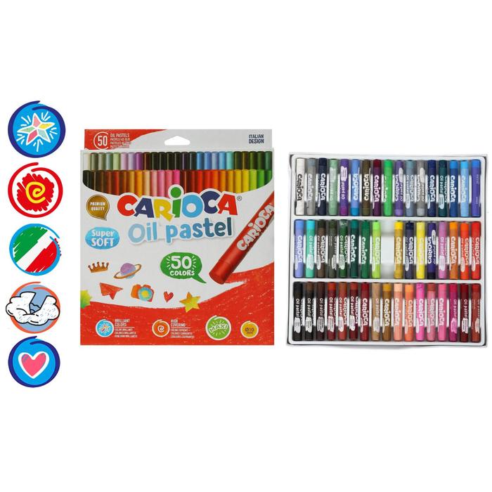 

Пастель Carioca Oil Pastel масляная 50 цветов премиум яркая супермягкая картон