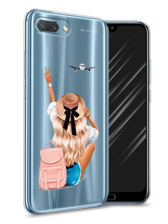 

Чехол Awog на Honor 10 "Автостопом самолетом", Бежевый;розовый;голубой, 65350-7
