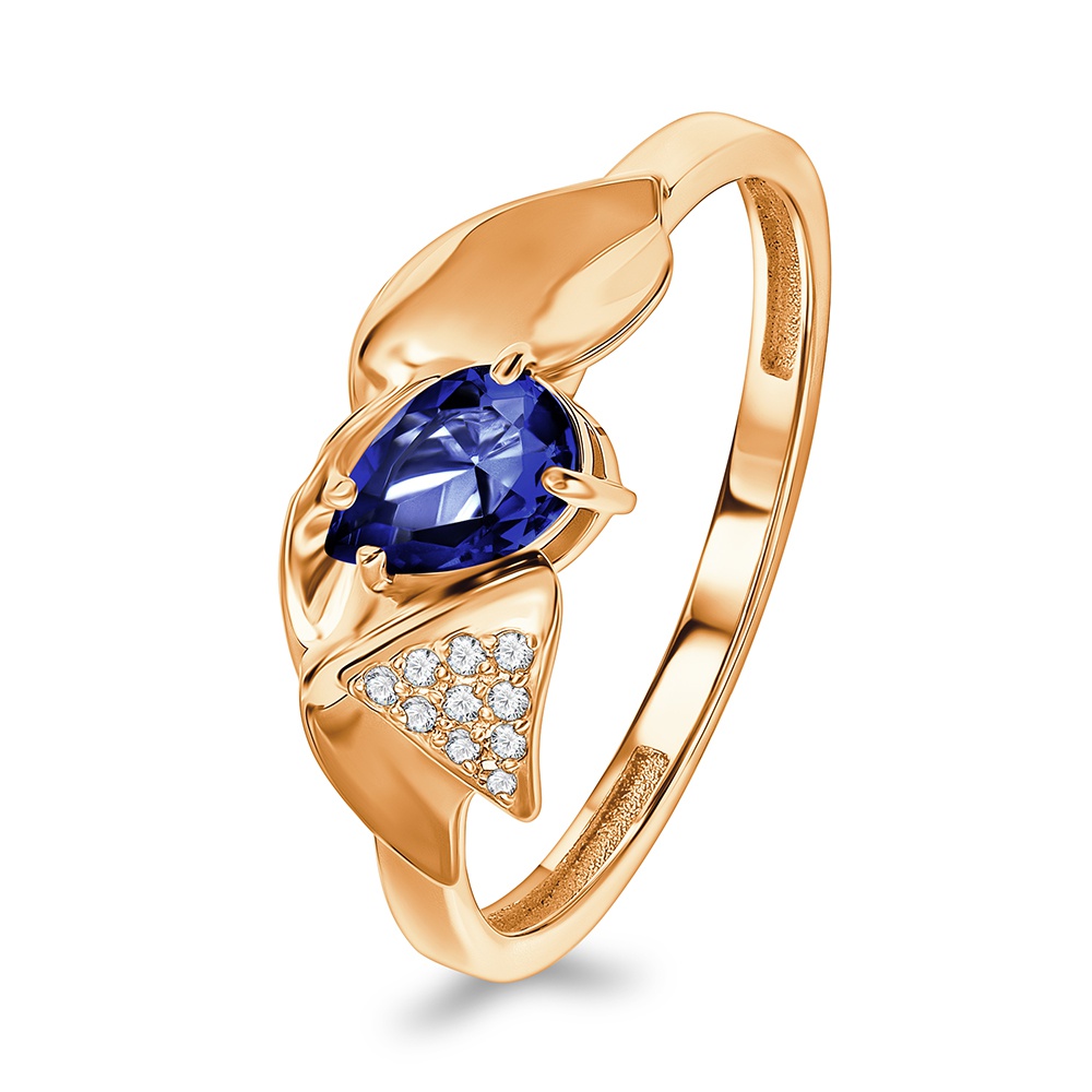 

Кольцо из золота р. , 585Gold 101016232, сапфир искусственный/бриллиант, 101016232