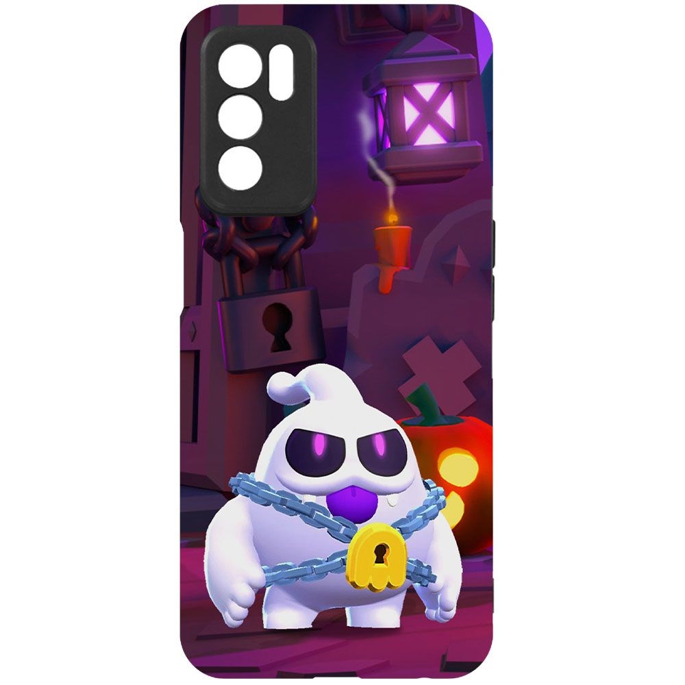 

Чехол-накладка Krutoff Софт Кейс Brawl Stars - Призрак Скуик для Oppo A16 черный