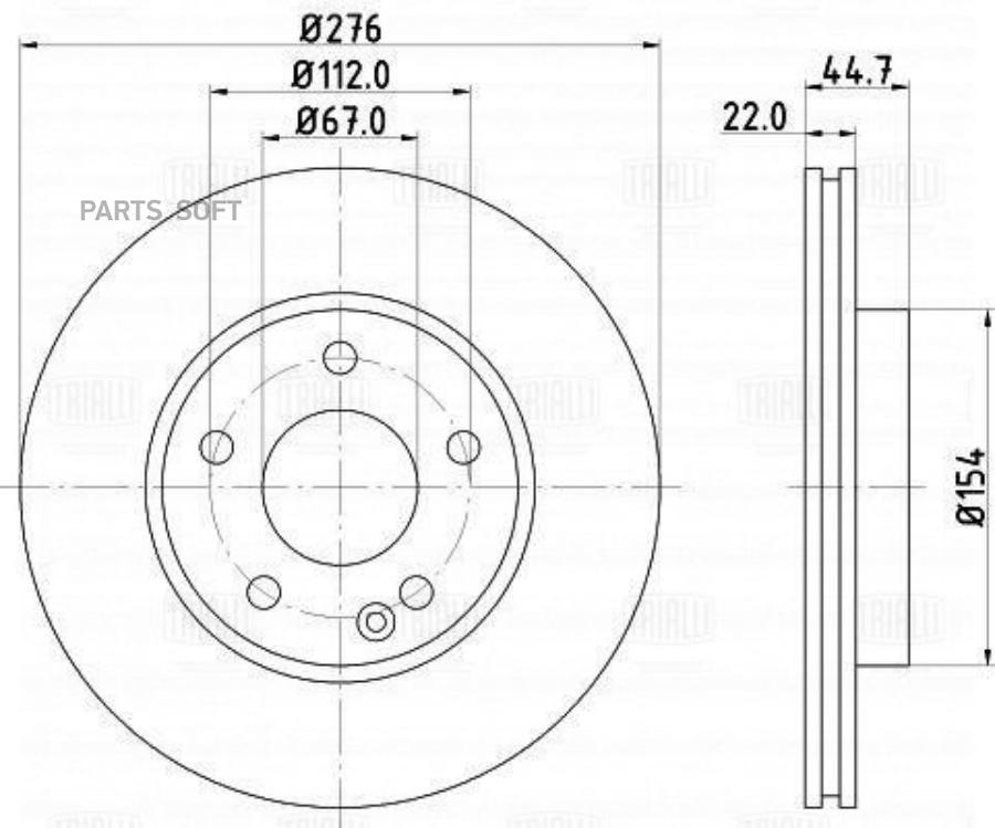 

TRIALLI Диск тормозной MERCEDES A-CLASS W169/B-CLASS W245 04- передний вент.D 276мм.