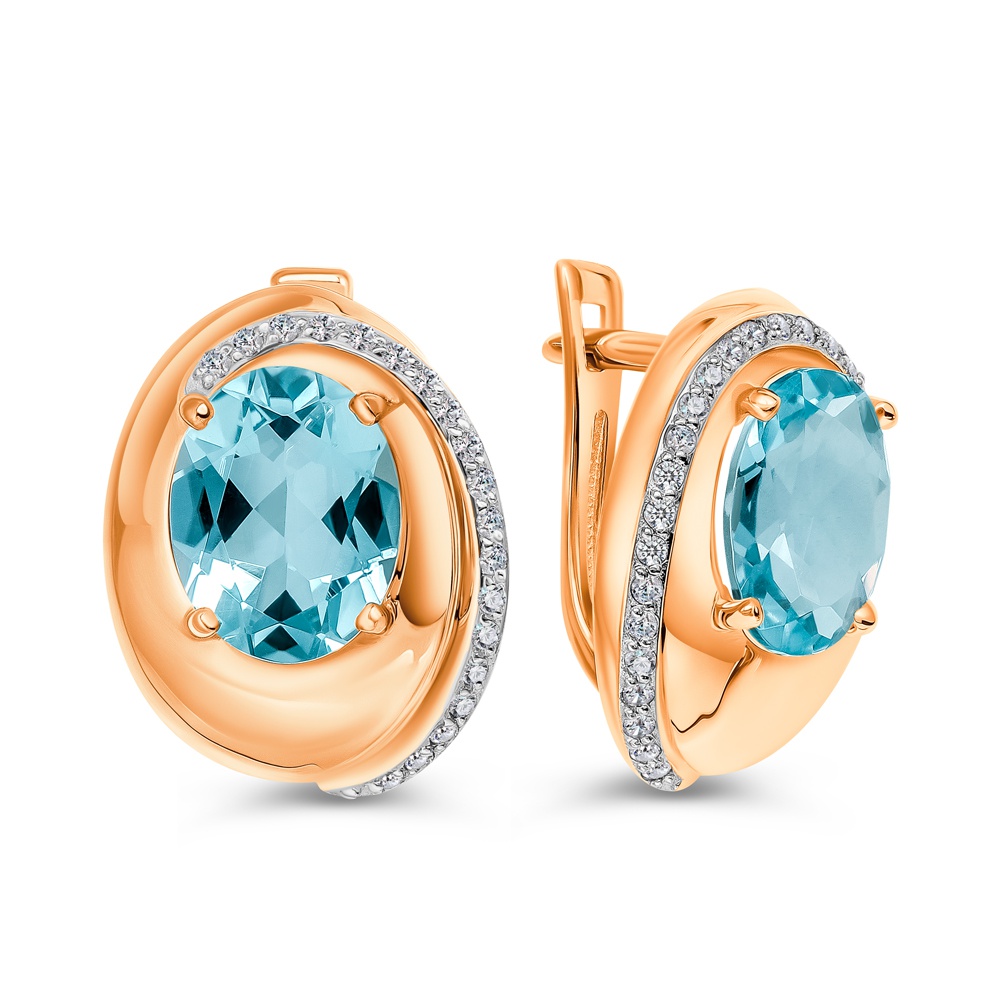 

Серьги из золота 585Gold 202010347, топаз/фианит, 202010347