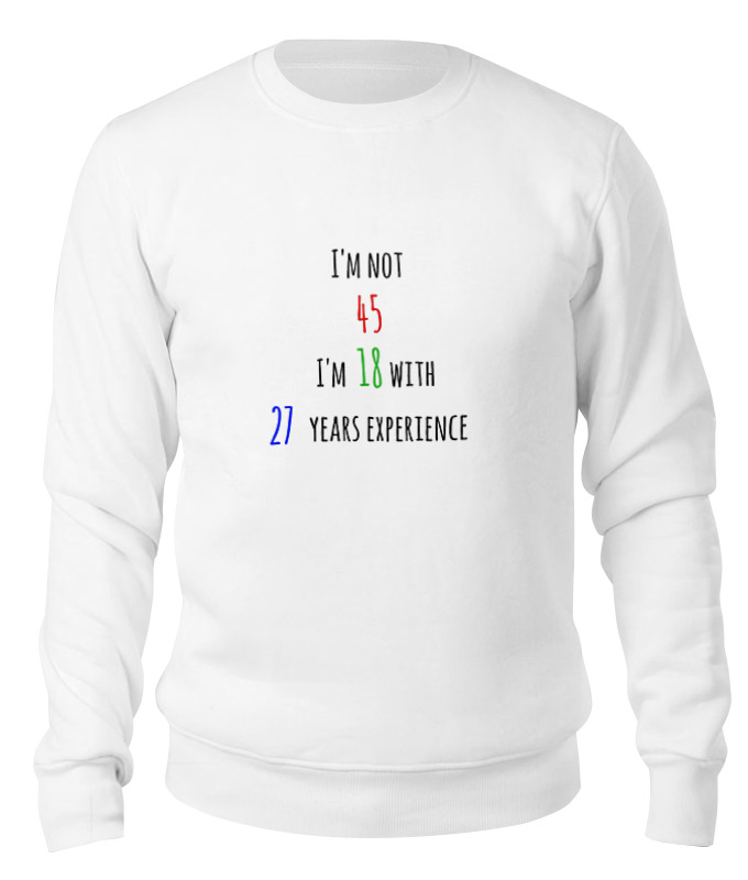 

Свитшот унисекс Printio I'm not 45 белый XS, I'm not 45