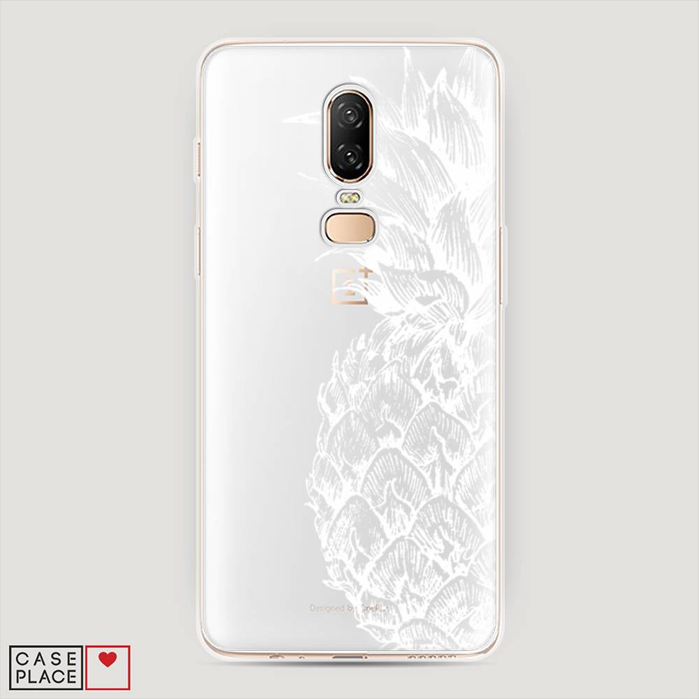 

Чехол Awog на OnePlus 6 / ВанПлас 6 "Ананас графика белая", Белый, 150550-10