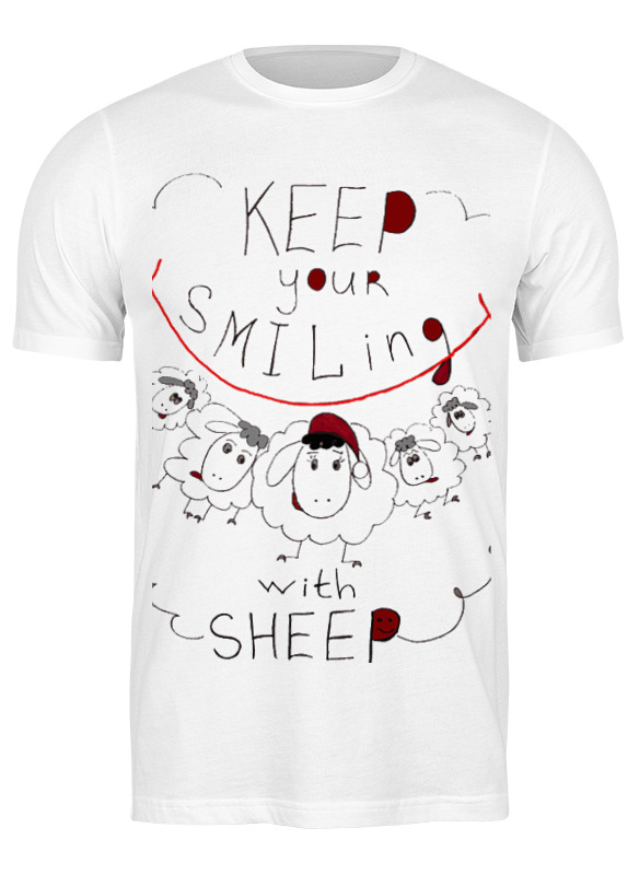 

Футболка мужская Printio Keep your smiling sheep белая 3XL, Белый, Keep your smiling sheep