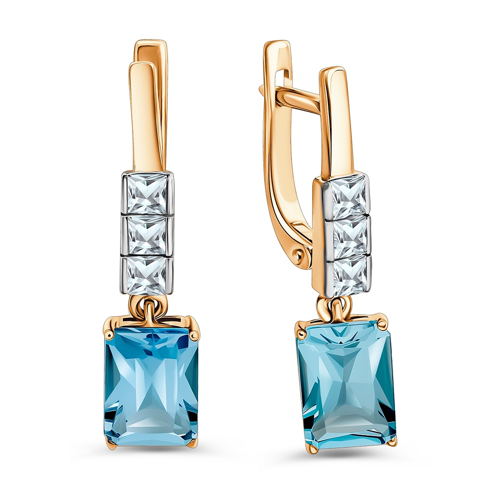 

Серьги из золота 585Gold 202010294, топаз/фианит, 202010294