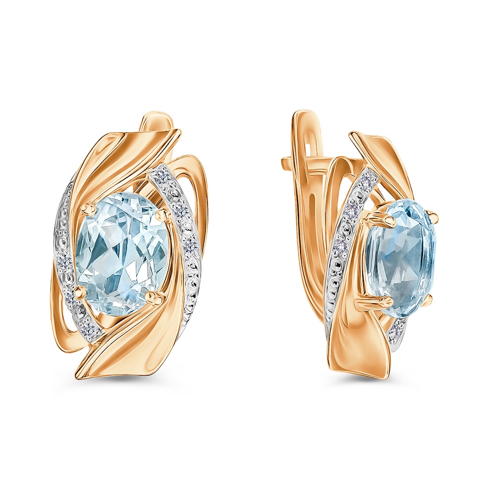 

Серьги из золота 585Gold 202010230, топаз/фианит, 202010230