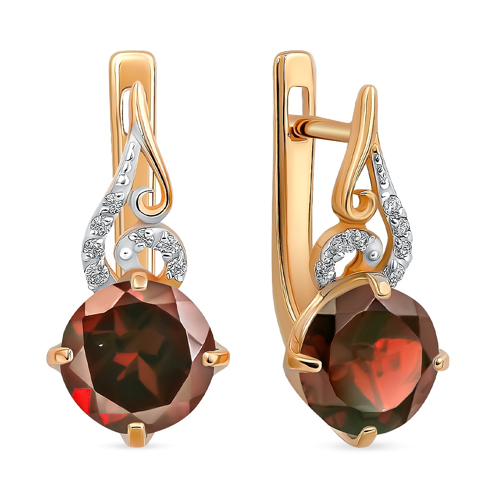 

Серьги из золота 585Gold 202010276, гранат/фианит, 202010276