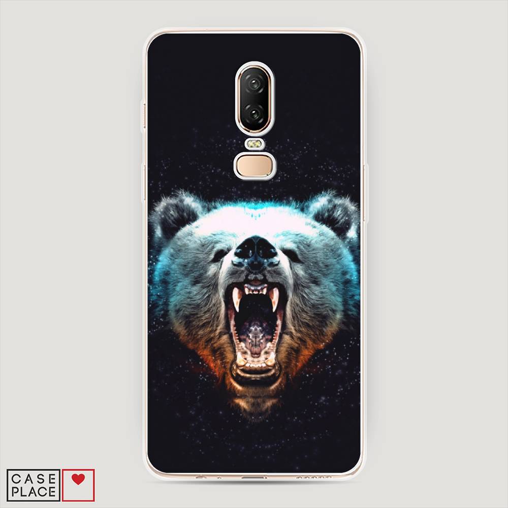 

Чехол Awog на OnePlus 6 / ВанПлас 6 "Медведь", Коричневый;голубой;черный, 150550-2