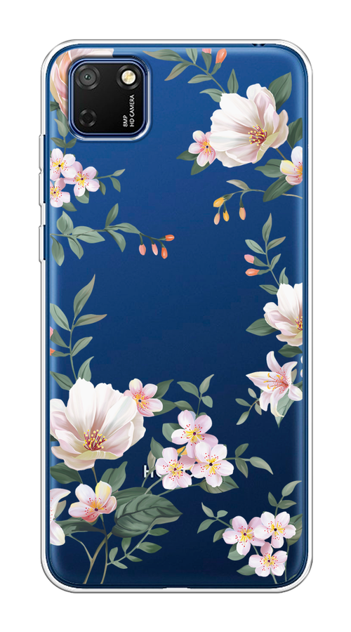 

Чехол на Honor 9S/Huawei Y5p "Beautiful white flowers", Бежевый;зеленый, 6102650-1