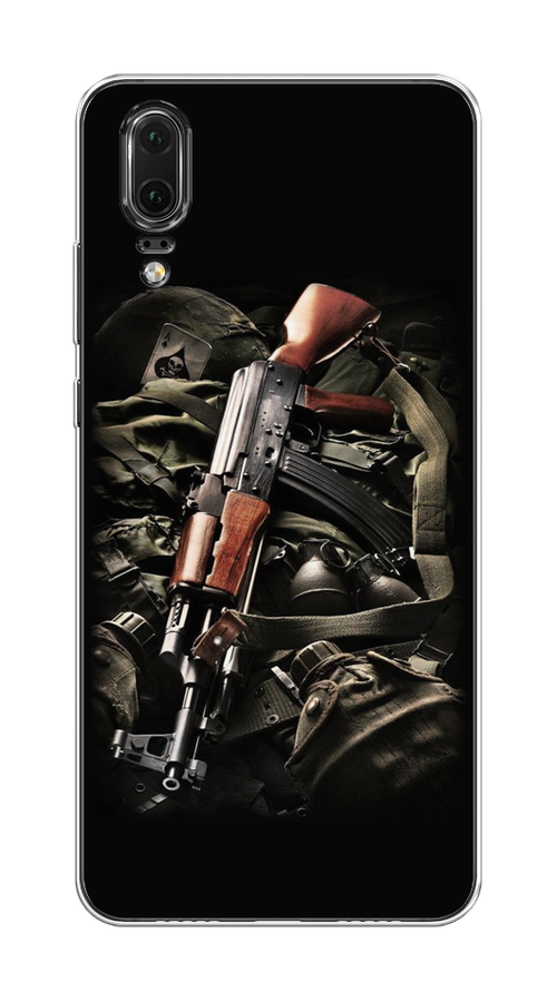 

Чехол Awog на Huawei P20 "Автомат", Черный;коричневый;серый, 64350-5