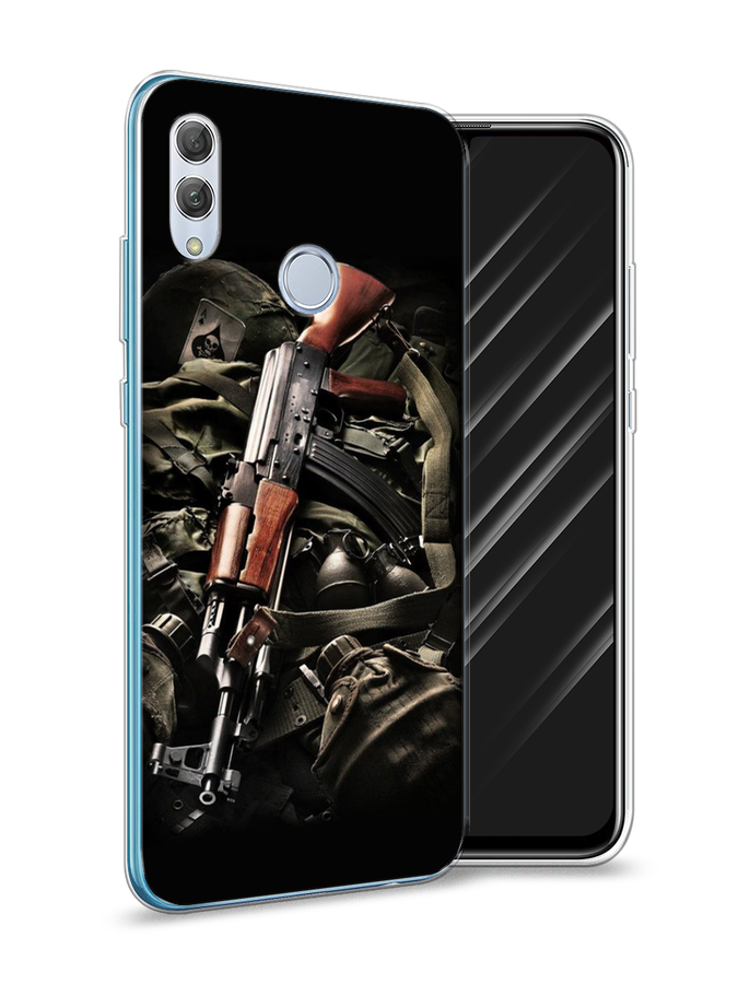 

Чехол Awog на Huawei P Smart 2019 "Автомат", Черный;коричневый;серый, 67250-5