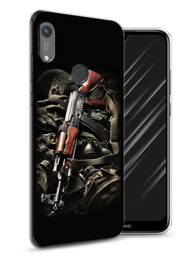 

Чехол Awog на Honor 8A (8A Pro/Prime) "Автомат", Черный;коричневый;серый, 68750-5