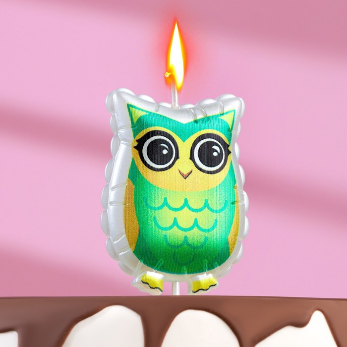 

Свеча в торт на шпажке Сова, 9,5х4 см, Зеленый