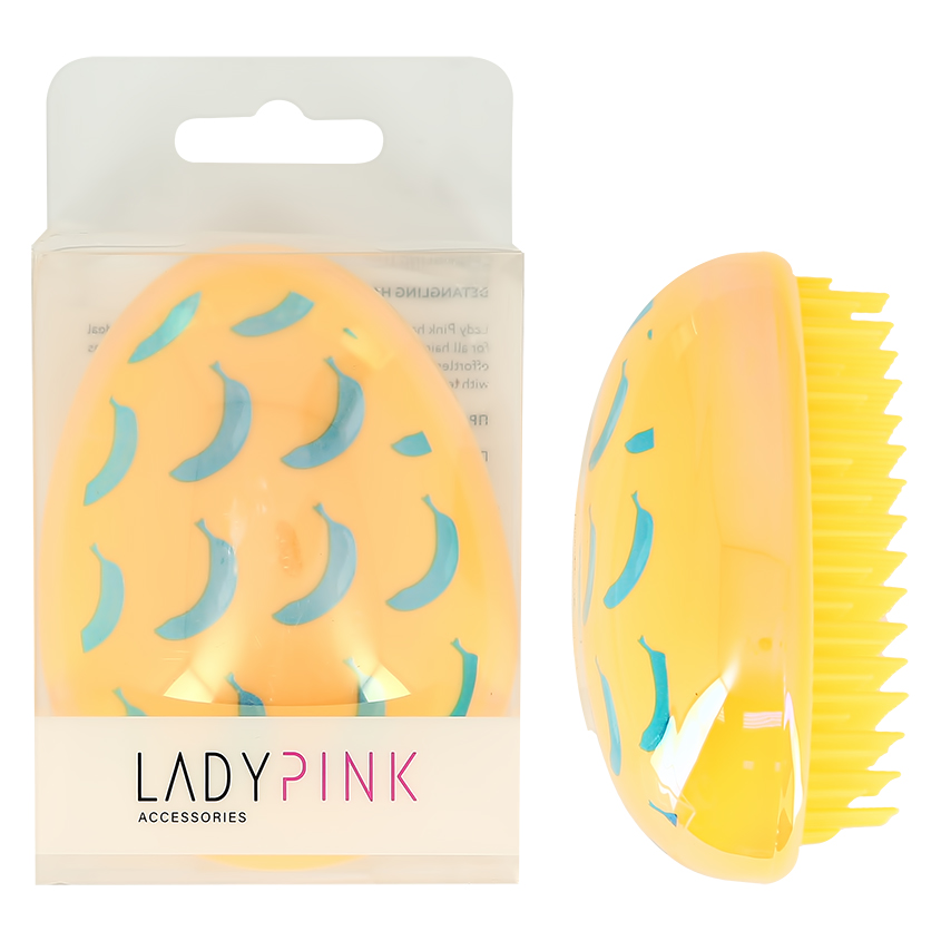фото Расческа для волос распутывающая lady pink, с принтом бананы