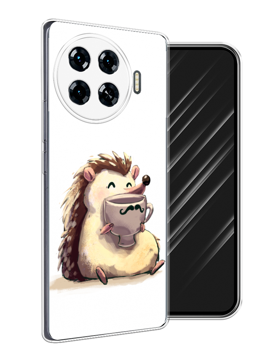 

Чехол Awog на Tecno Spark 20 Pro Plus "Еж кофеман", Белый;коричневый;бежевый, 305050-1