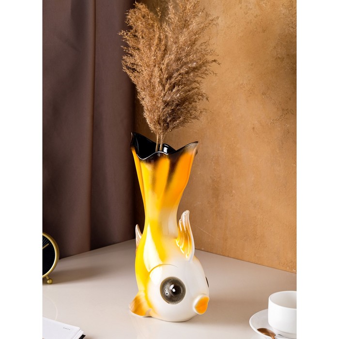 

Ваза керамическая Золотая рыбка, настольная, желтая, 35 см