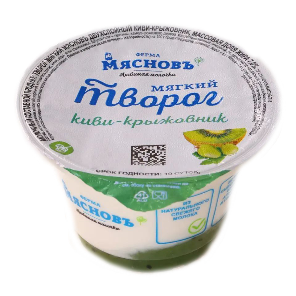 

Творог мягкий Мясновъ Ферма двухслойный киви-крыжовник 7% БЗМЖ 150 г