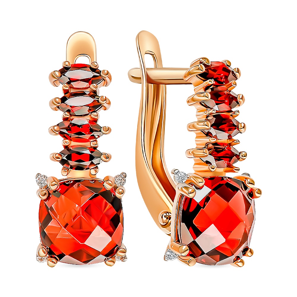 

Серьги из золота 585Gold 202010191, гранат/фианит, 202010191