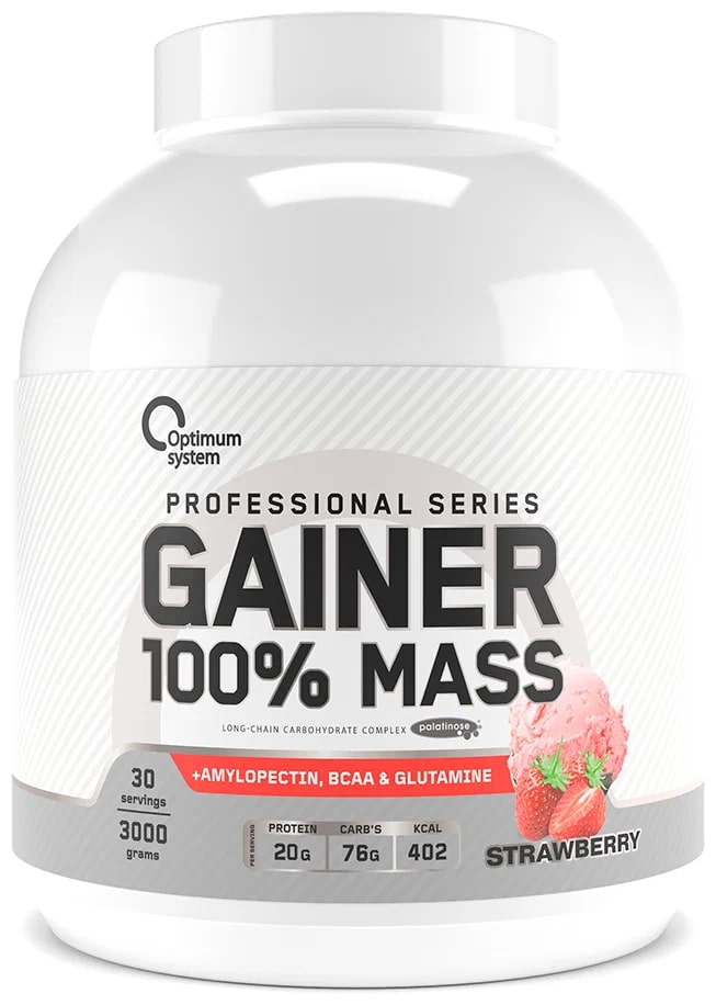 Optimum System Gainer 100% Mass 3000 г Клубника