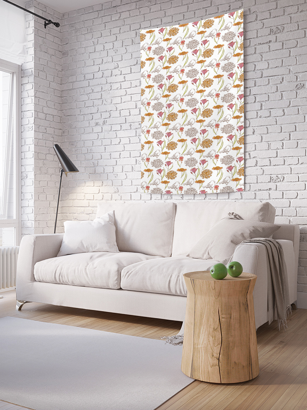 

Вертикальное фотопанно на стену JoyArty Графические птицы среди цветов 100x150 см, Графические птицы среди цветов