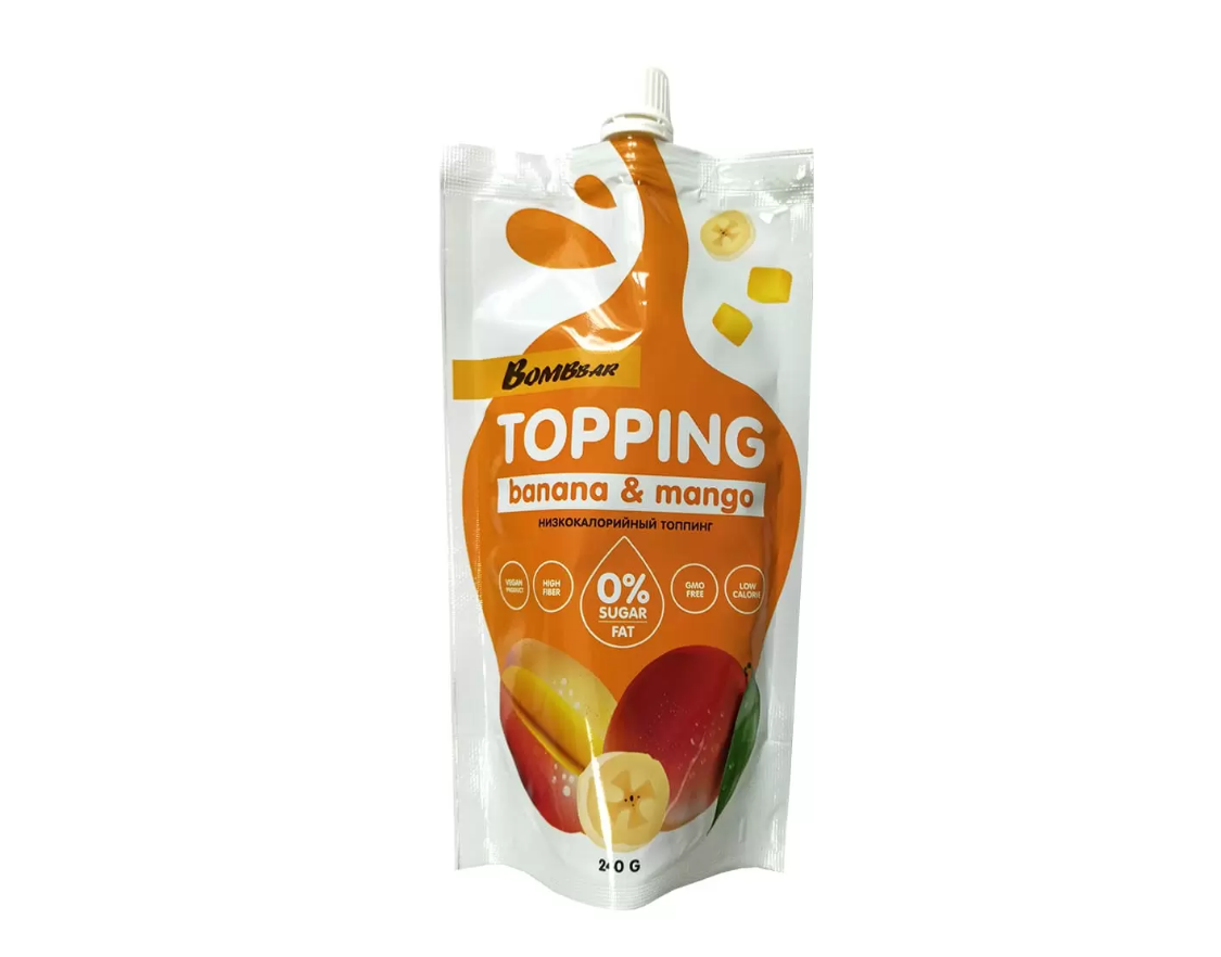 

Соус Bombbar Topping banana and mango, без сахара, 5 шт х 240 г