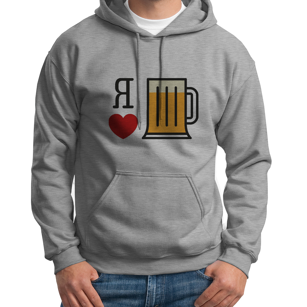 

Худи унисекс CoolPodarok Я люблю пиво серое 50 RU, Серый, S0114103