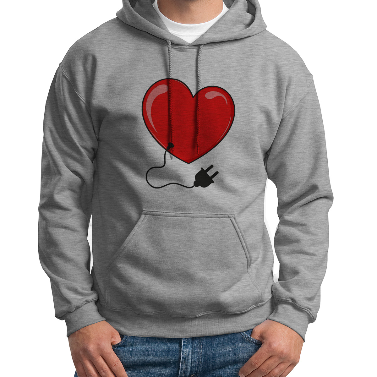 

Худи унисекс CoolPodarok сердце с вилкой есть пара серое 50 RU, Серый, S0114076