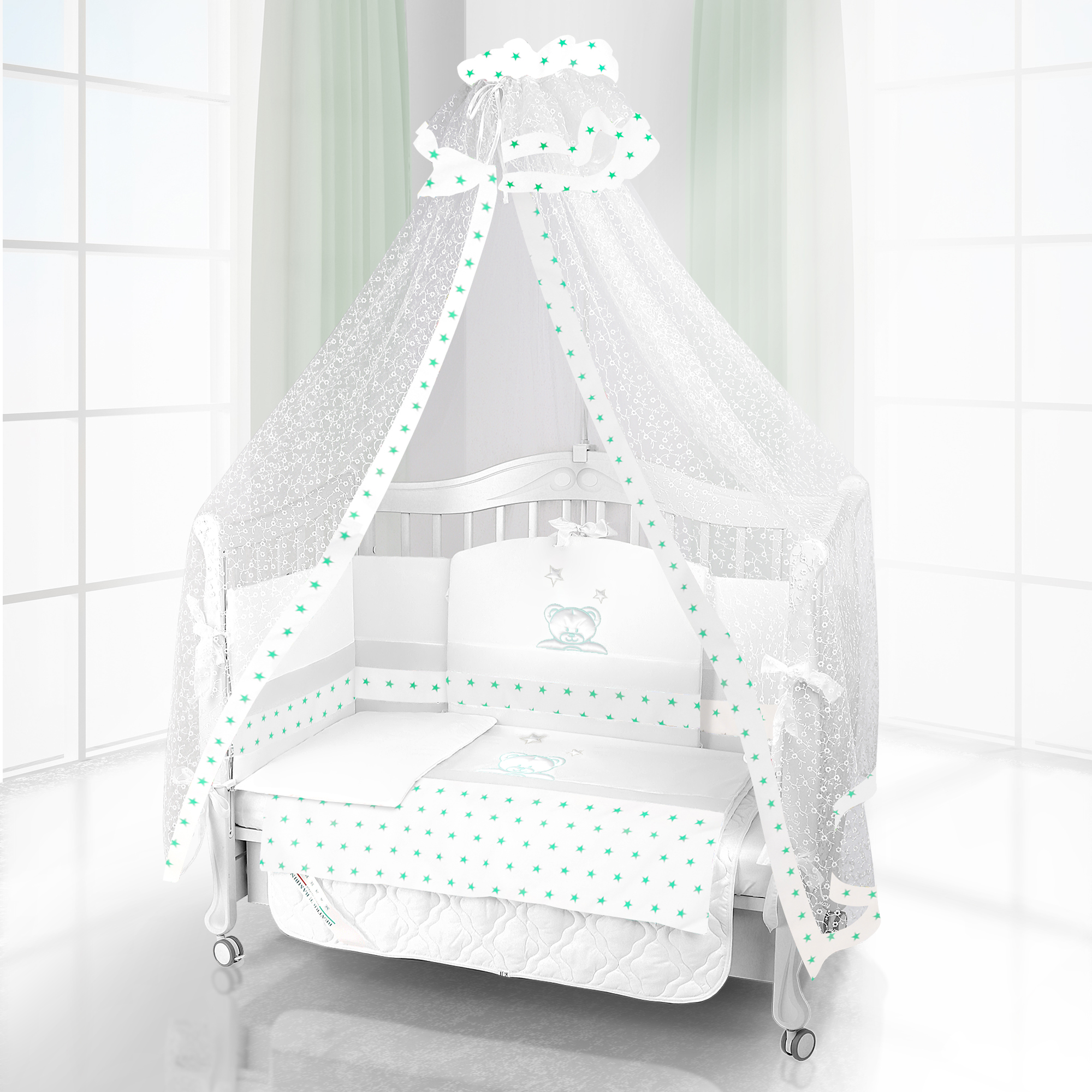 Комплект постельного белья Beatrice Bambini Unico Capolino (125х65) (bianco bianco verde)