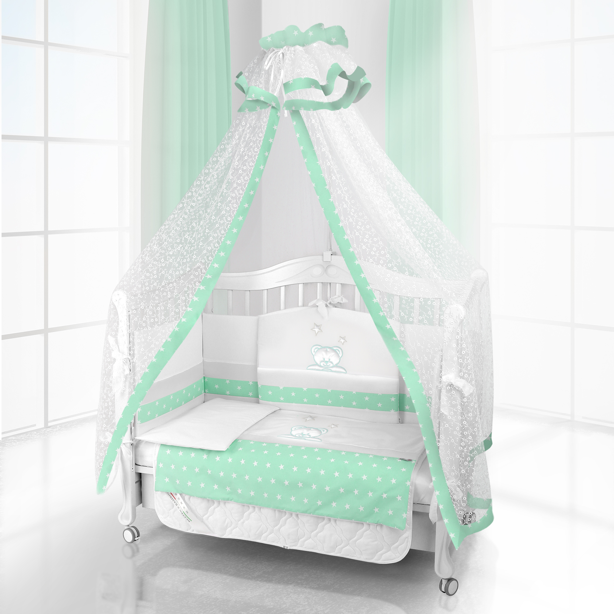 Комплект постельного белья Beatrice Bambini Unico Capolino (125х65) (bianco verde)