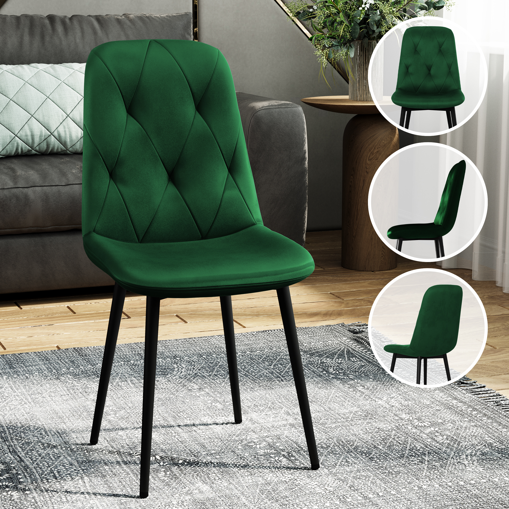 

Стул Soft&Chair DC-2103, каркас черный, тк.зеленый Velvet HLR-56, 2шт, DC-2103