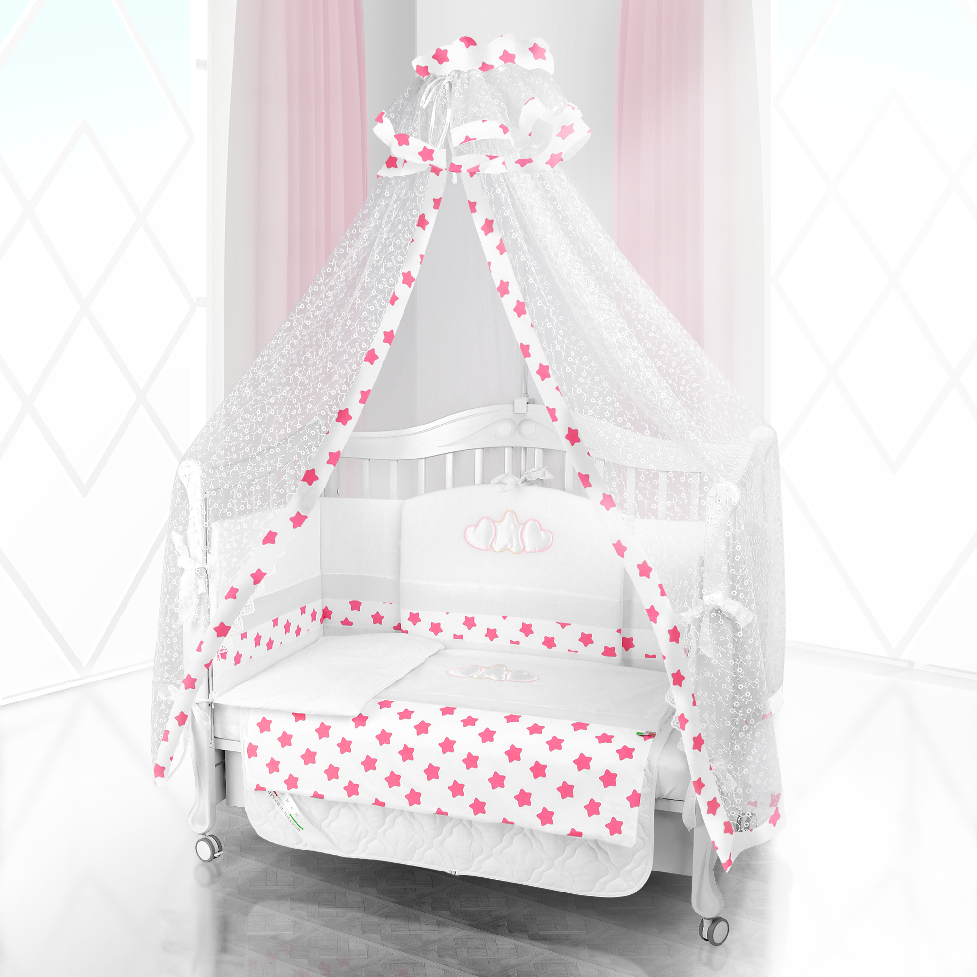 Комплект постельного белья Beatrice Bambini Unico Grande Stella (120х60) (bianco rosa)