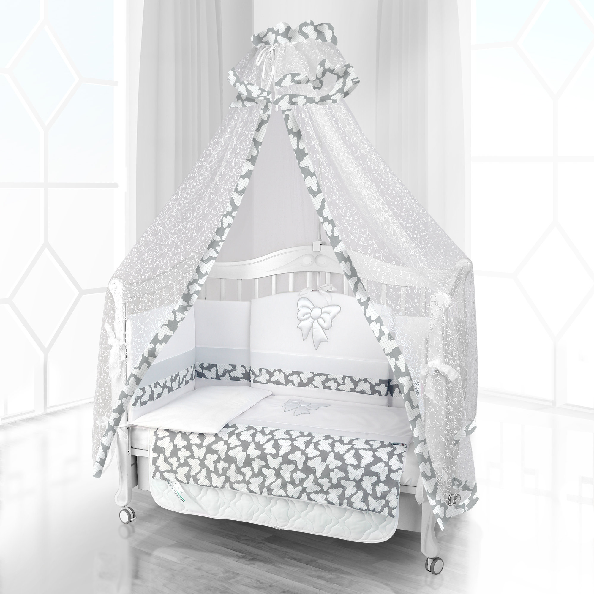 

Комплект постельного белья Beatrice Bambini Unico Farfalino (120х60) (bianco grigio)