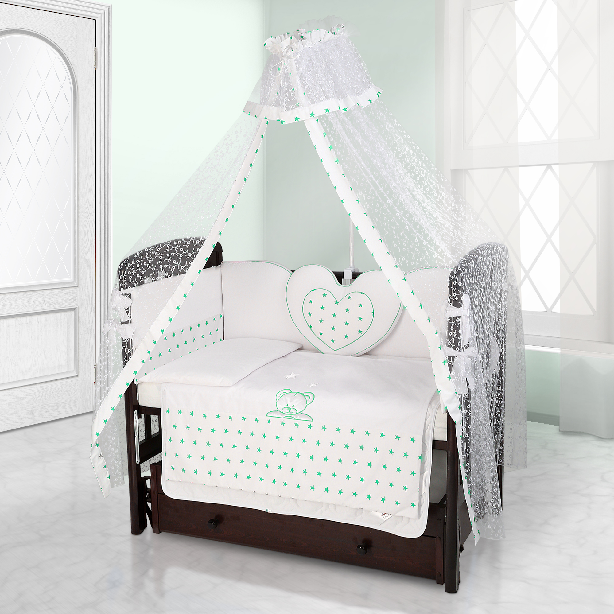 

Комплект постельного белья Beatrice Bambini Cuore Stella (BIANCO BIANCO VERDE)