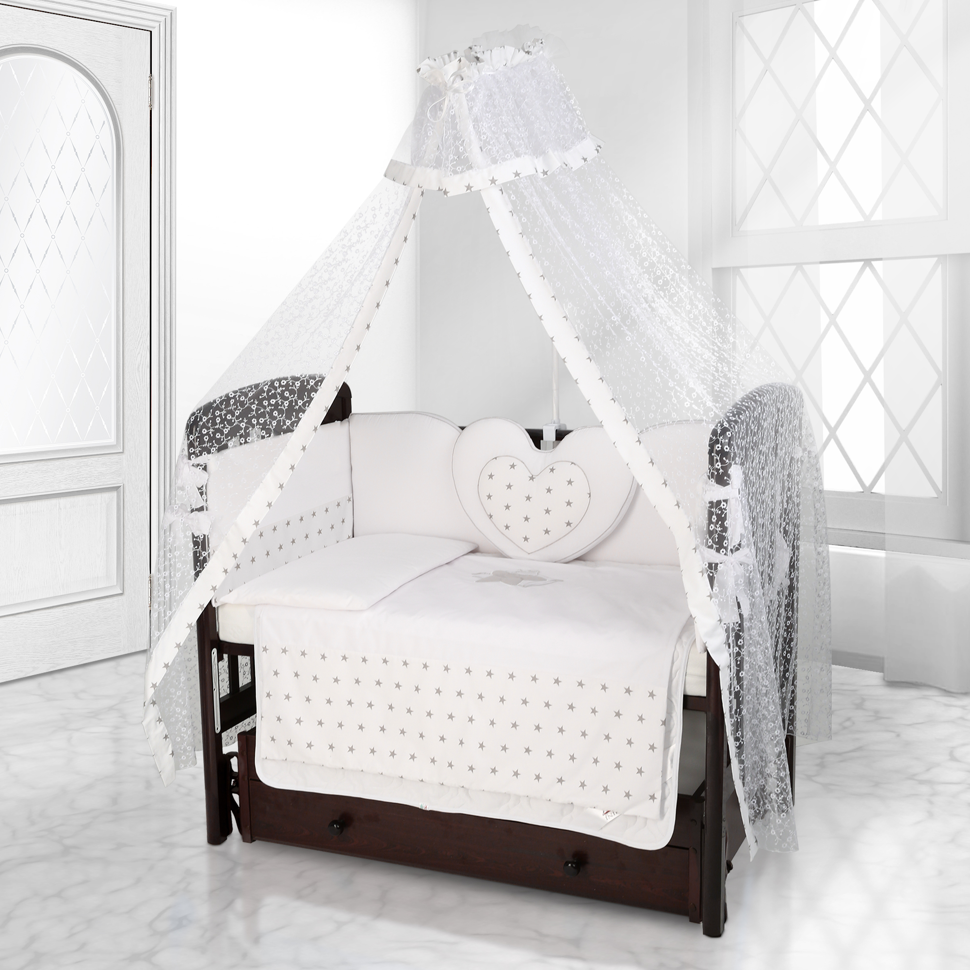 

Комплект постельного белья Beatrice Bambini Cuore Stella (BIANCO BIANCO GRIGIO)