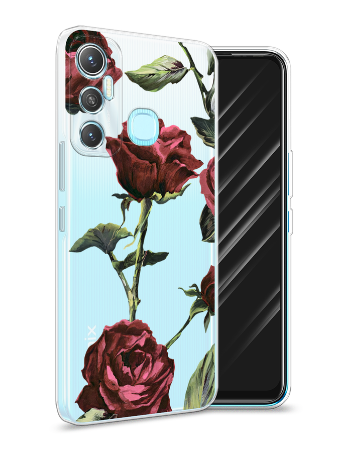 

Чехол Awog на Infinix HOT 11 64 GB "Бордовые розы фон", Разноцветный, 3100750-8