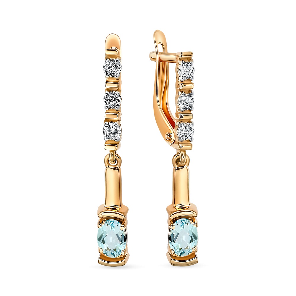 

Серьги из золота 585Gold 202010045, топаз/фианит, 202010045