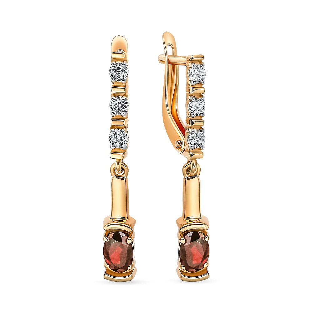 

Серьги из золота 585Gold 202010174, гранат/фианит, 202010174