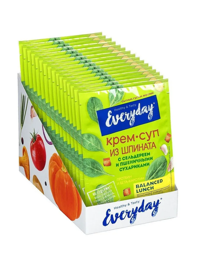 

Крем-суп Everyday Из шпината с сельдереем и пшеничными сухариками, 26 гр*15 шт., 5