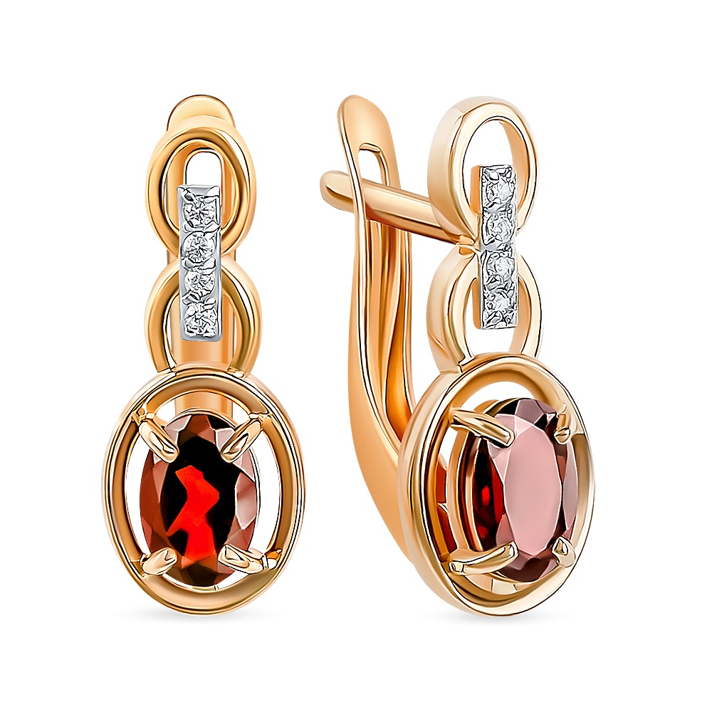 

Серьги из золота 585Gold 202010179, гранат/фианит, 202010179