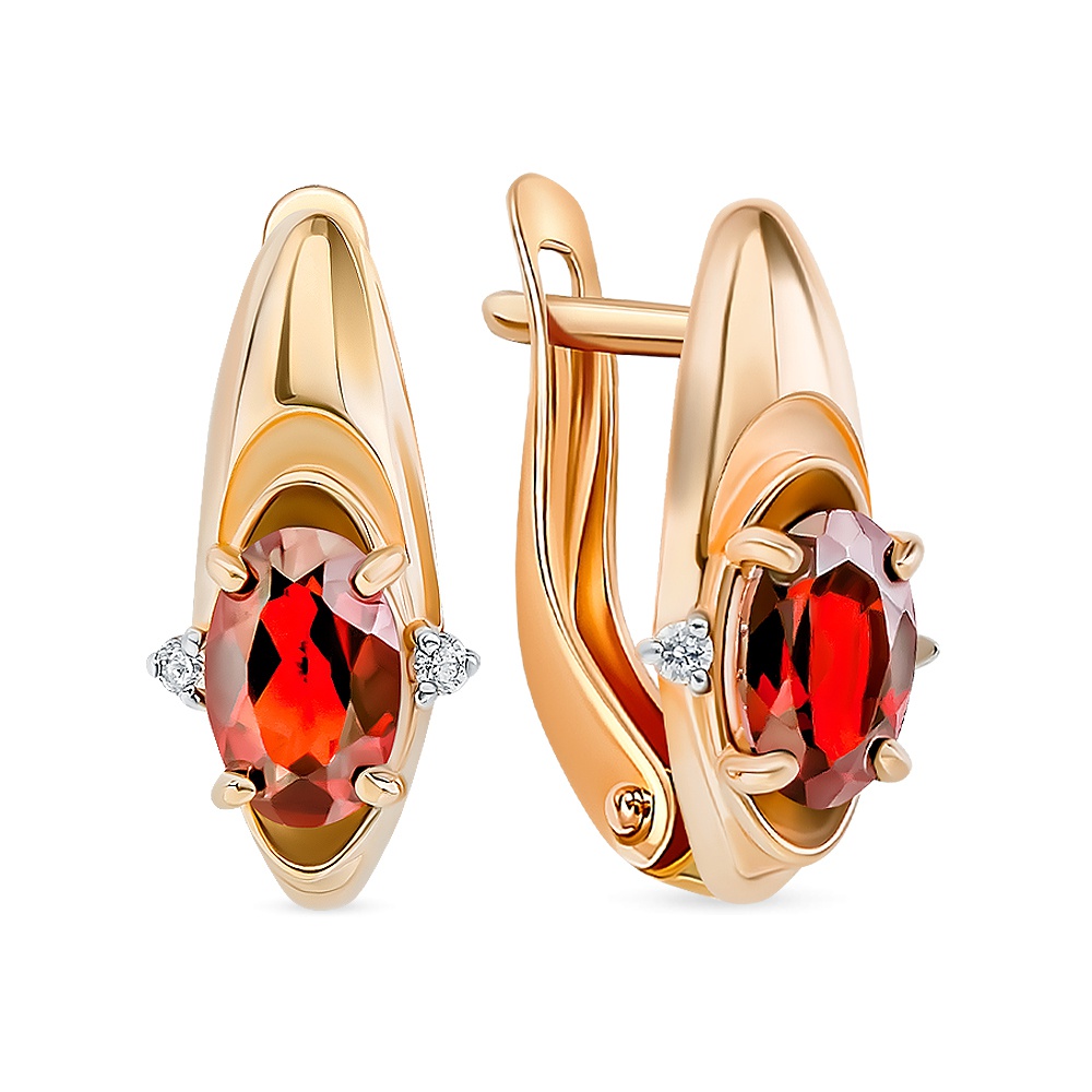 

Серьги из золота 585Gold 202010085, гранат/фианит, 202010085