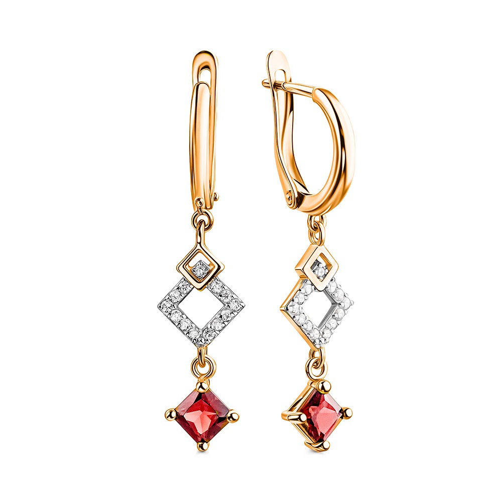 

Серьги из золота 585Gold 202010159, гранат/фианит, 202010159