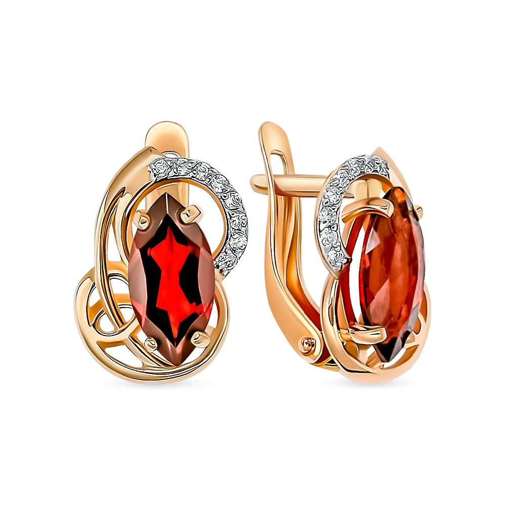 

Серьги из золота 585Gold 202010089, гранат/фианит, 202010089