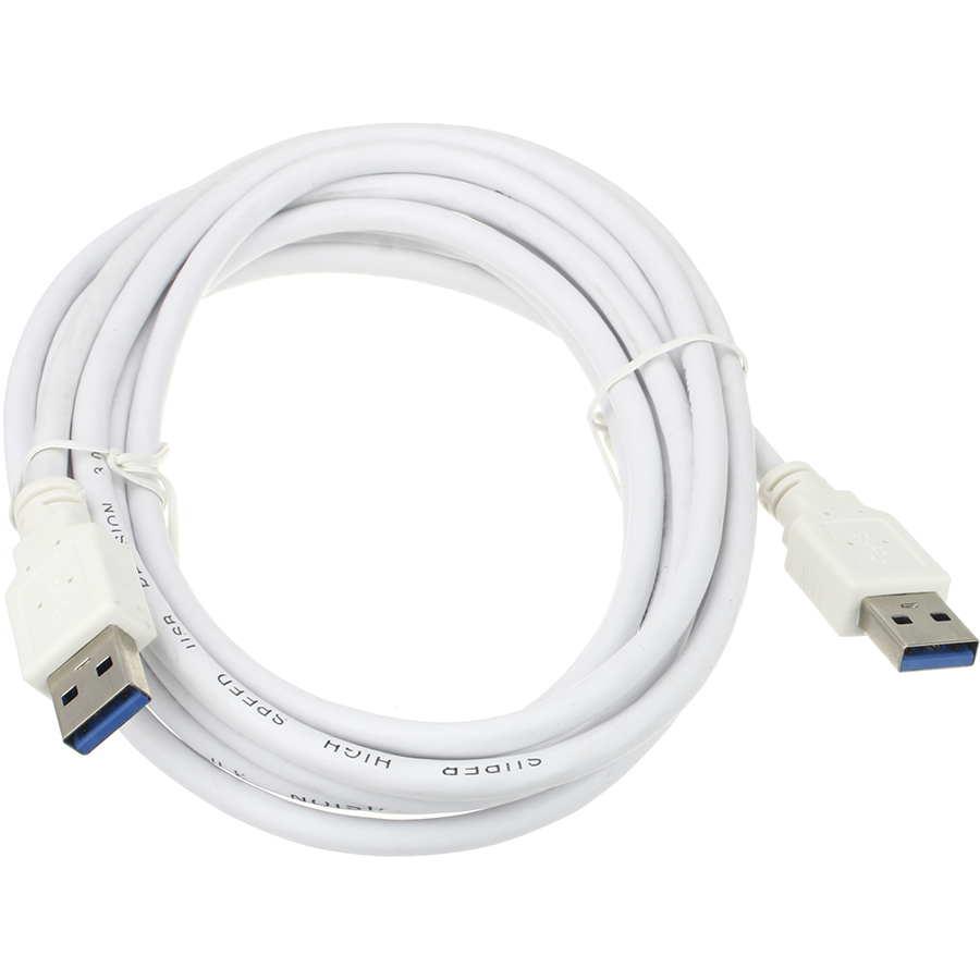 

Шнур USB A-USB A 3.0 3м прорезиненный, белый