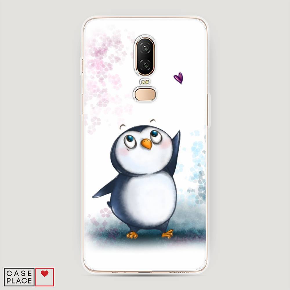 

Чехол Awog на OnePlus 6 / ВанПлас 6 "Пингвин и сердечко", Белый, 150550-1