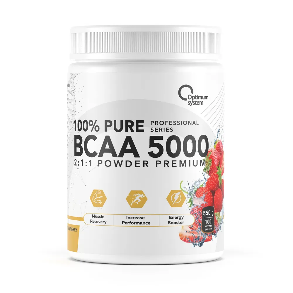 фото Optimum system bcaa 5000 powder 550 г клубника