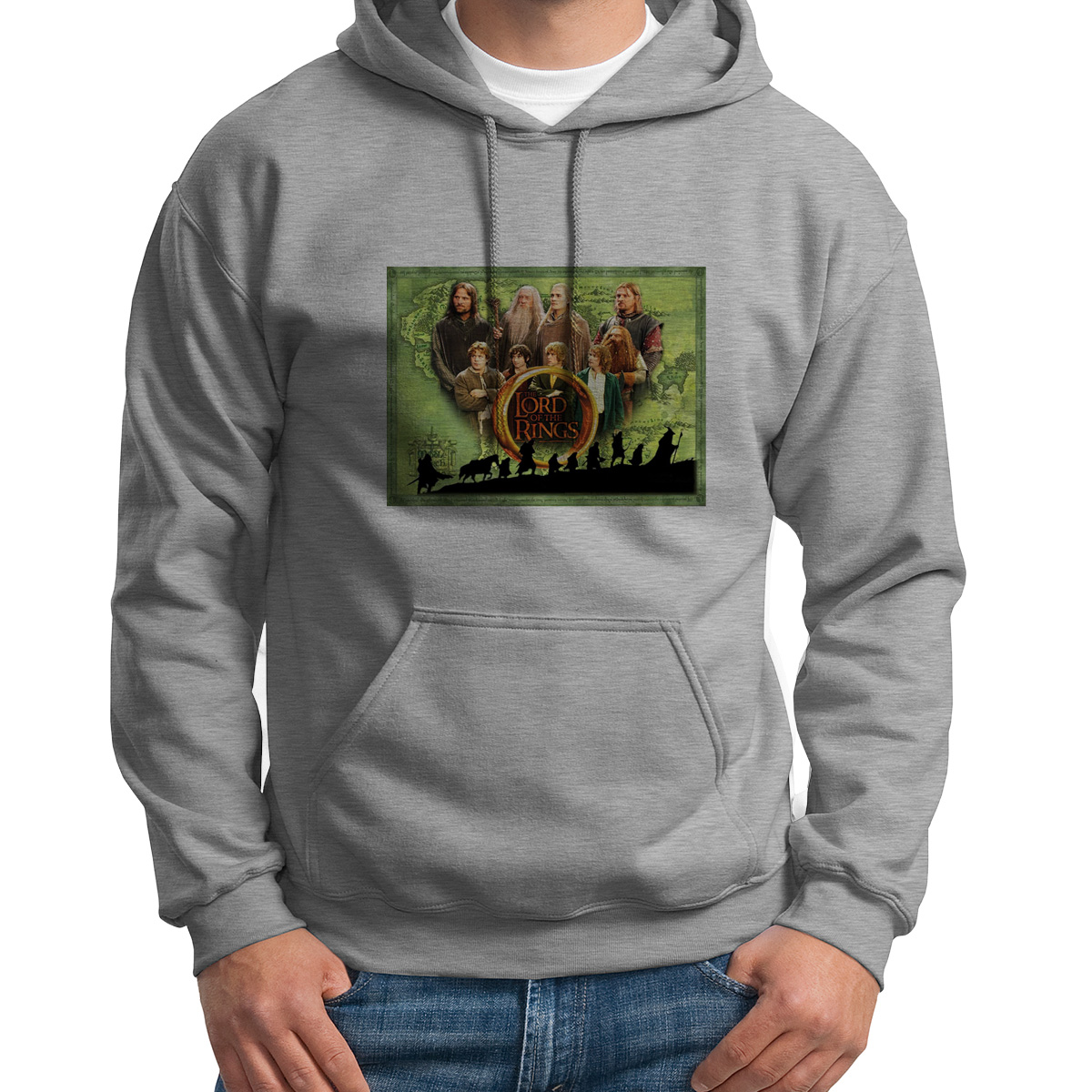 

Худи унисекс CoolPodarok властелин колец все герои Lord of the rings серое 46 RU, 46S01525