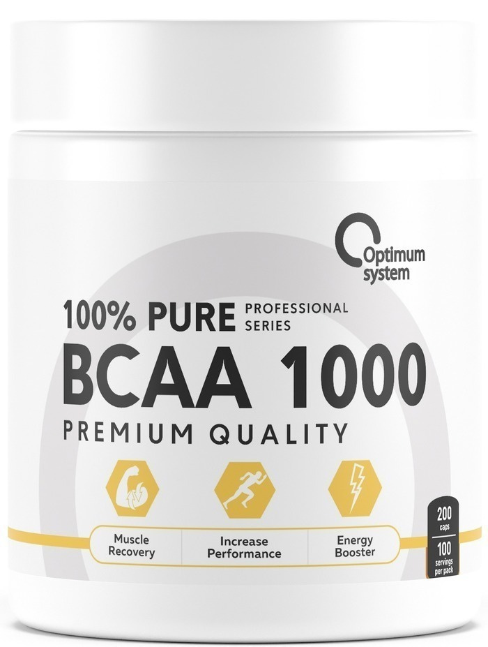 Optimum System BCAA 1000 200 капсул, без вкуса