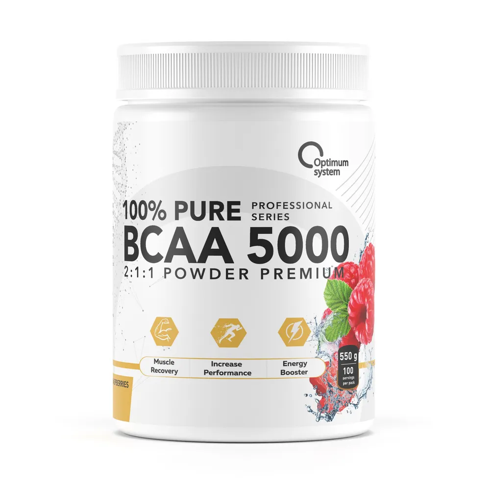 фото Optimum system bcaa 5000 powder 550 г малина