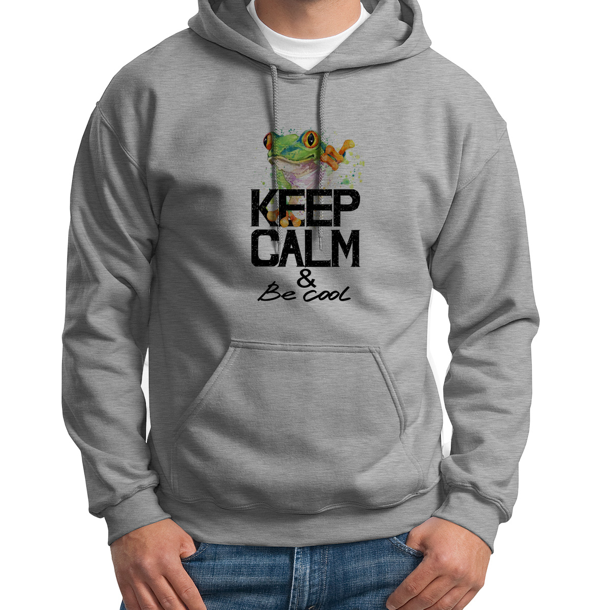 фото Худи унисекс coolpodarok краски keep calm and be cool лягушка белое 46 ru